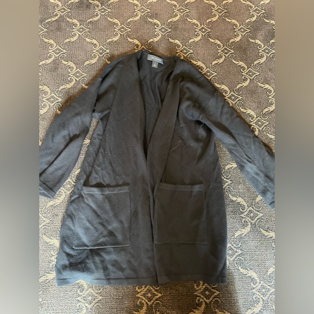 St John black 100% wool sweater